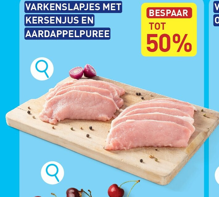 VARKENSLAPJES MET KERSENJUS EN AARDAPPELPUREE