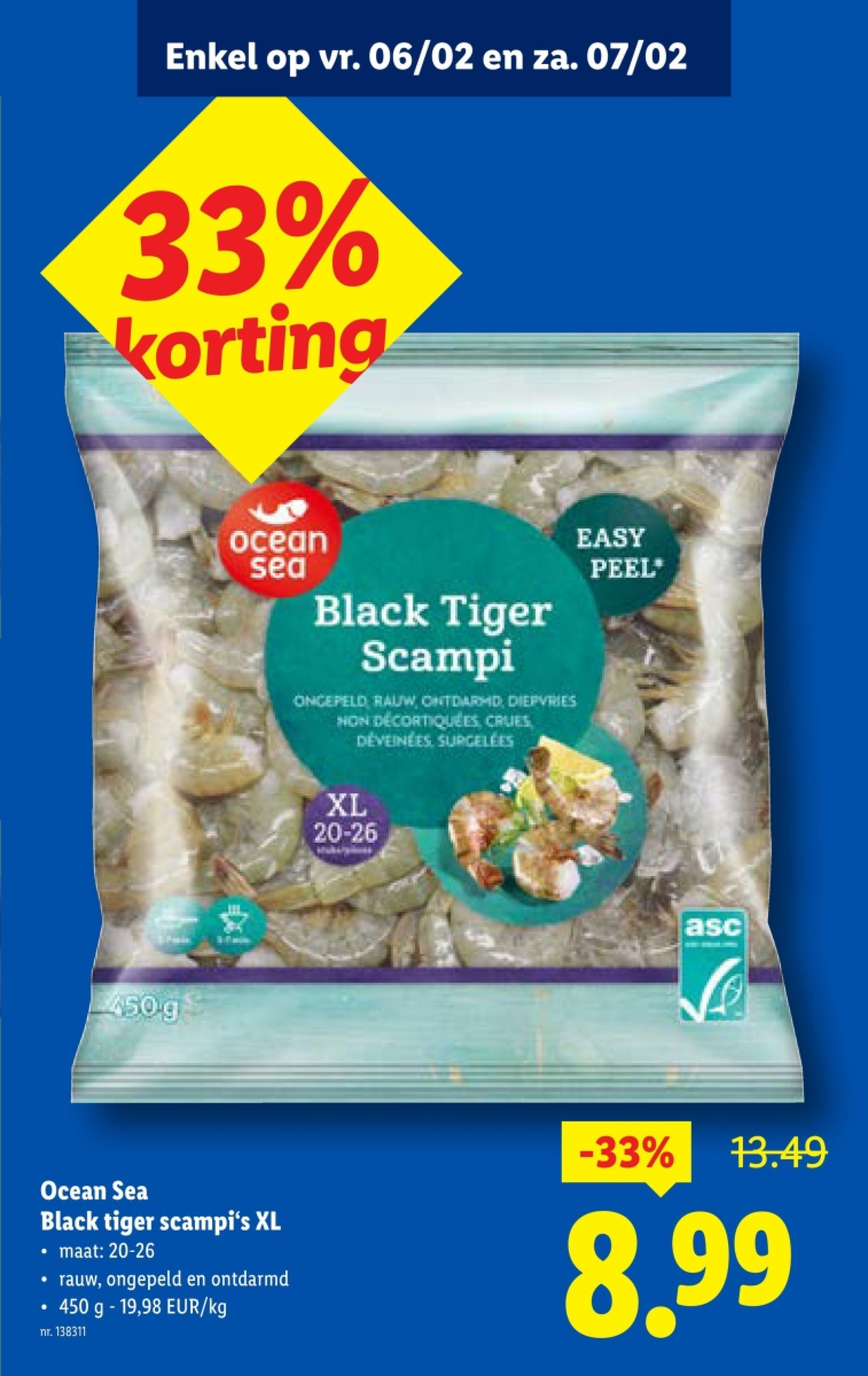 Black tiger scampi's XL