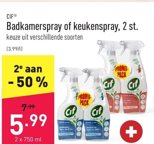 Badkamerspray of keukenspray, 2 st.