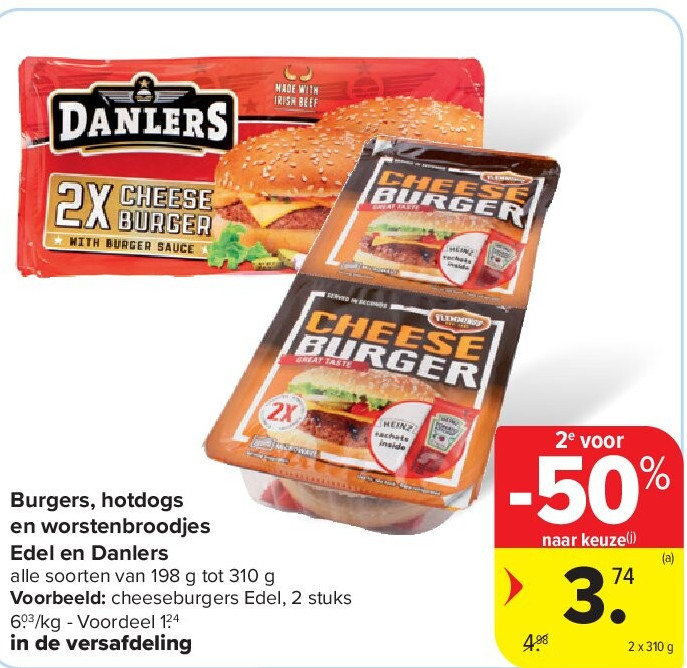 Burgers, hotdogs en worstenbroodjes Edel en Danlers