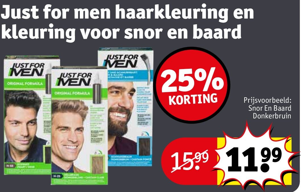Just for men haarkleuring en kleuring voor snor en baard