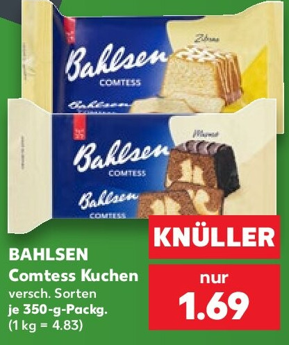 BAHLSEN Comtess Kuchen versch. Sorten je 350-g-Packg. (1 kg = 4.83)