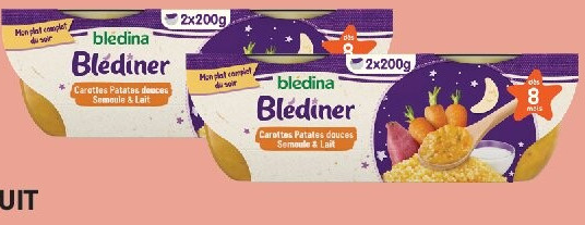 Blédîner carottes, patates douces, semoule et lait