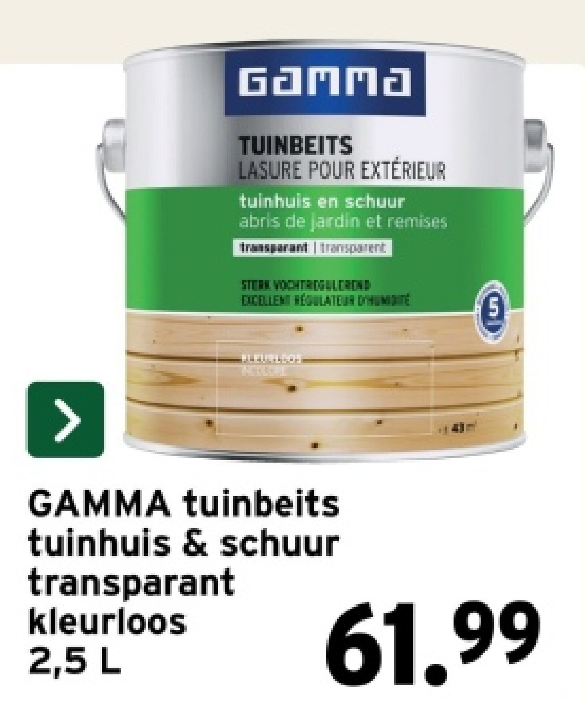GAMMA tuinbeits tuinhuis & schuur transparant kleurloos 2,5 L