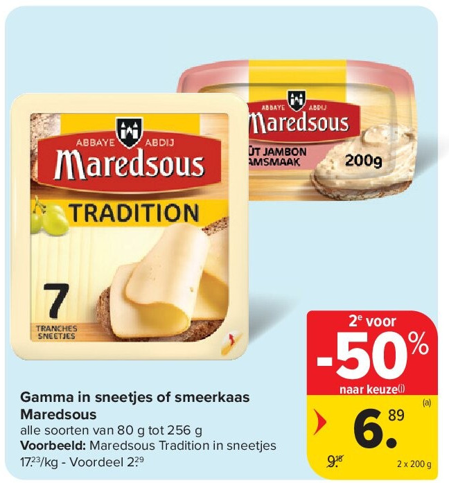 Gamma in sneetjes of smeerkaas Maredsous