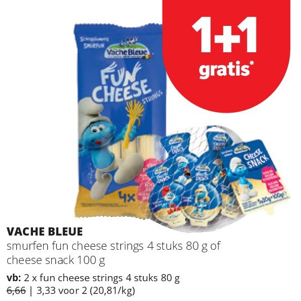 VACHE BLEUE smurfen fun cheese strings 4 stuks 80 g