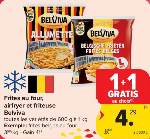 Frites au four, airfryer et friteuse Belviva 2 x 600 g