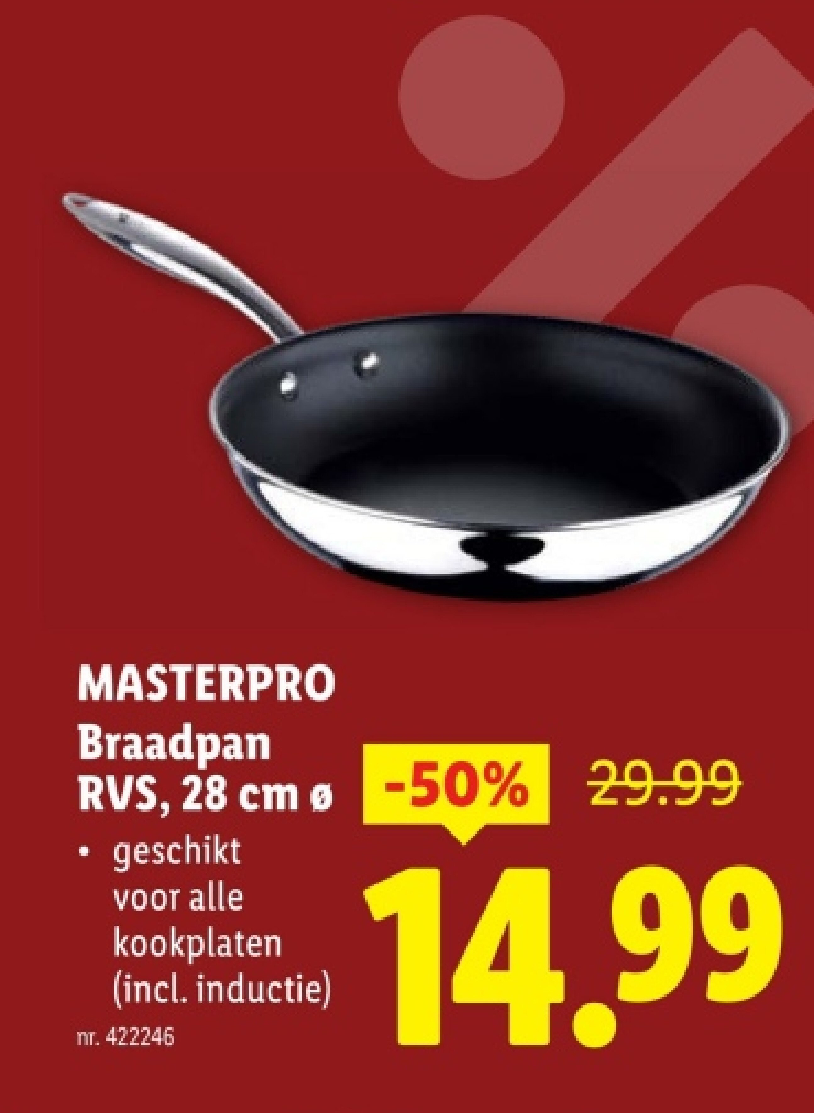 Braadpan RVS, 28 cm ø