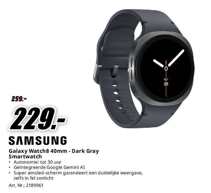 Samsung Galaxy Watch8 40mm - Dark Gray Smartwatch