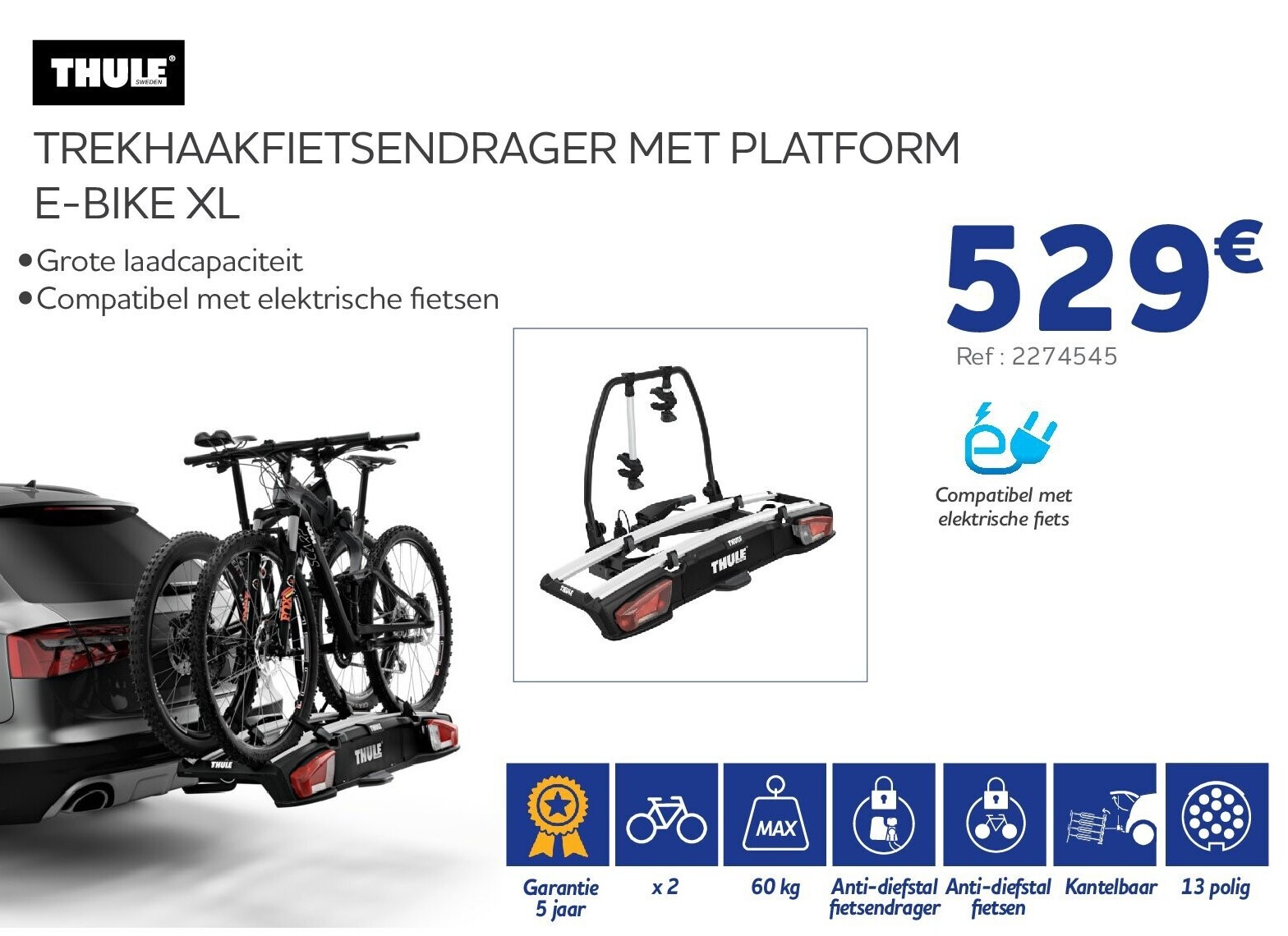 TREKHAAKFIETSENDRAGER MET PLATFORM E-BIKE XL