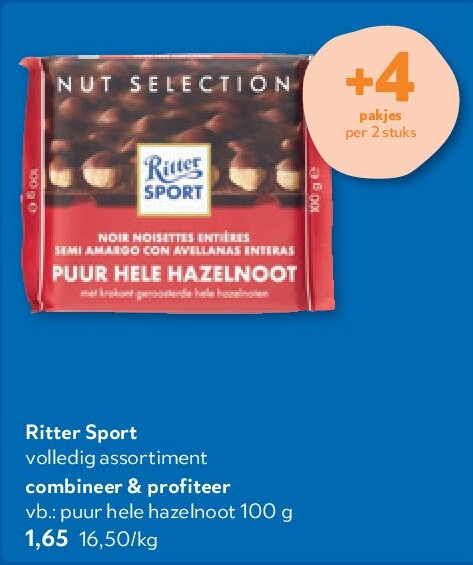 Ritter Sport puur hele hazelnoot 100 g