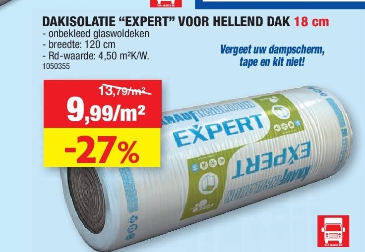 DAKISOLATIE “EXPERT” VOOR HELLEND DAK 18 cm