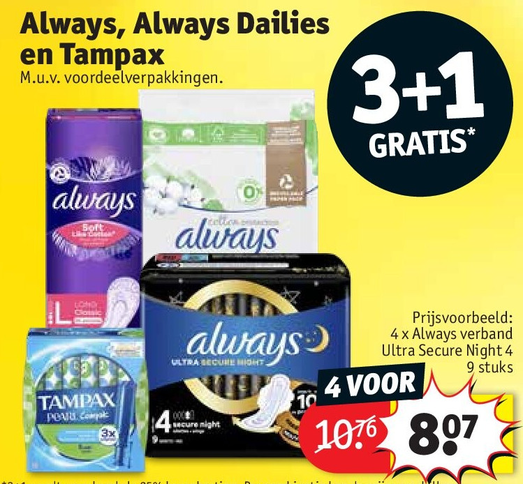 Always, Always Dailies en Tampax