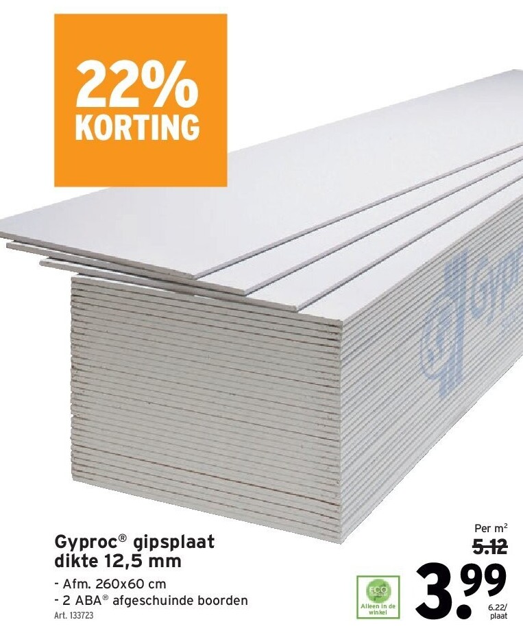 Gyproc® gipsplaat dikte 12,5 mm