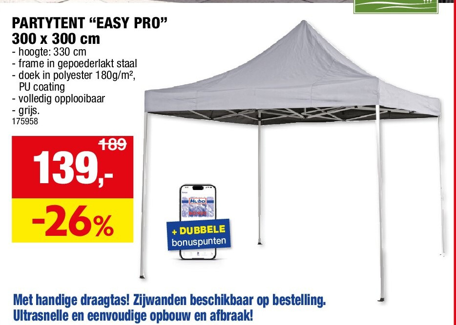 PARTYTENT “EASY PRO” 300 x 300 cm