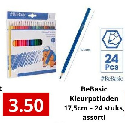 BeBasic Kleurpotloden 17,5cm – 24 stuks, assorti
