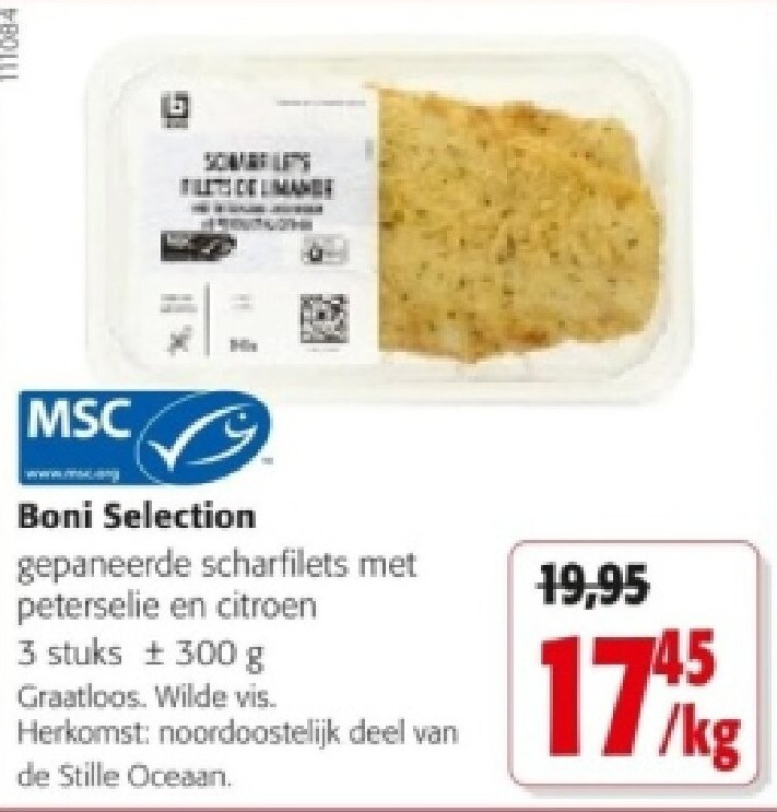Boni Selection gepaneerde scharfilets met peterselie en citroen 3 stuks ± 300 g