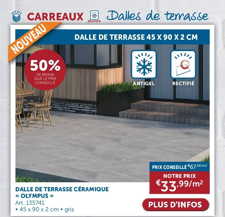 DALLE DE TERRASSE CÉRAMIQUE « OLYMPUS »