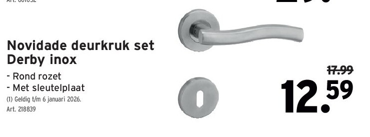 Novidade deurkruk set Derby inox