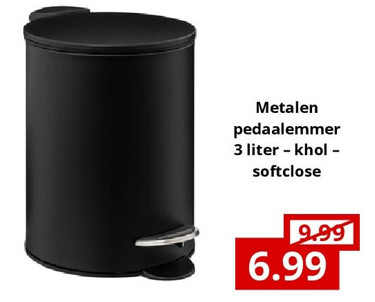 Metalen pedaalemmer 3 liter – khol – softclose