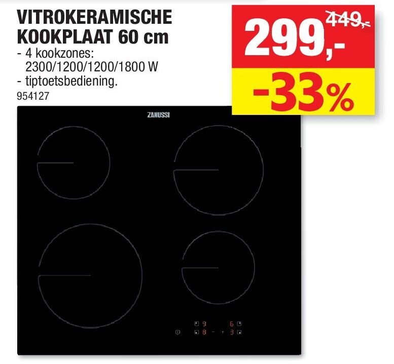VITROKERAMISCHE KOOKPLAAT 60 cm