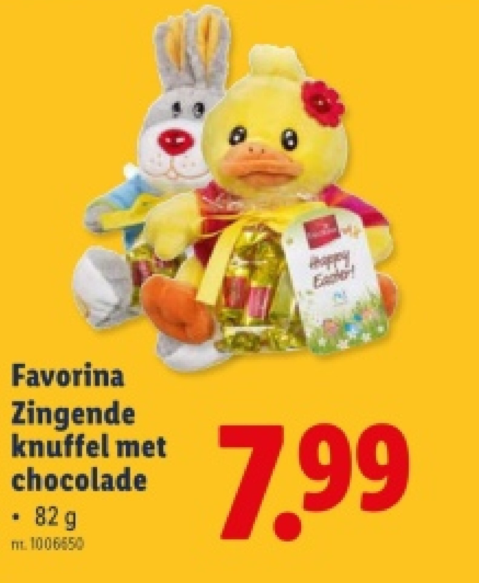 Zingende knuffel met chocolade