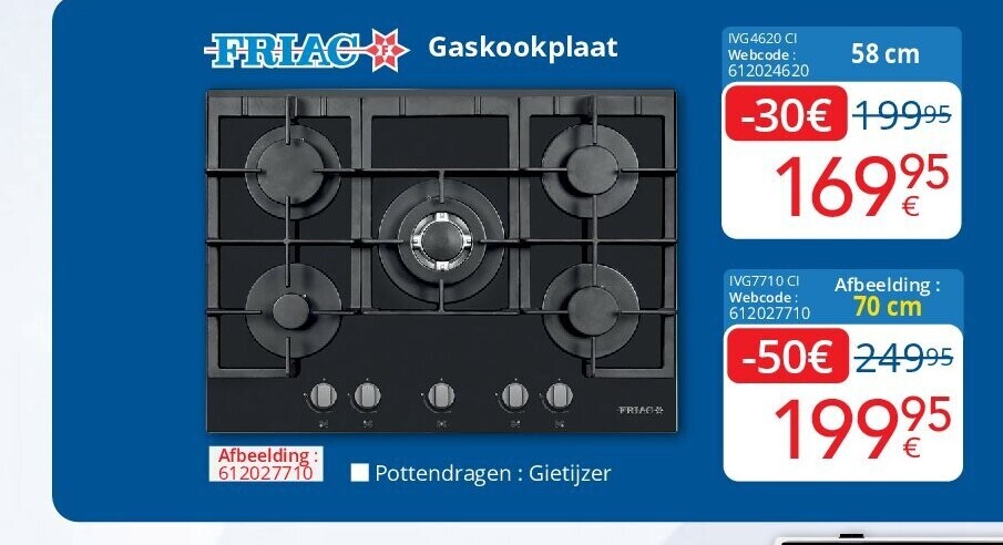 Gaskookplaat 58cm