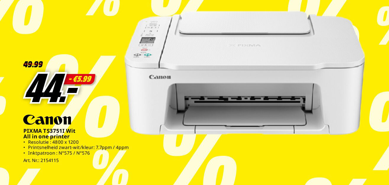 Canon PIXMA TS3751I Wit All in one printer