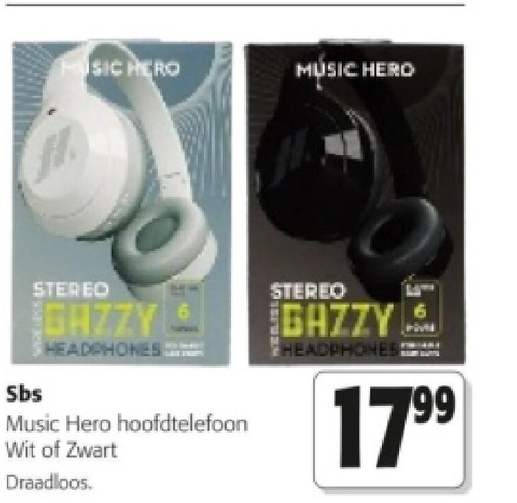 Sbs Music Hero hoofdtelefoon Wit of Zwart