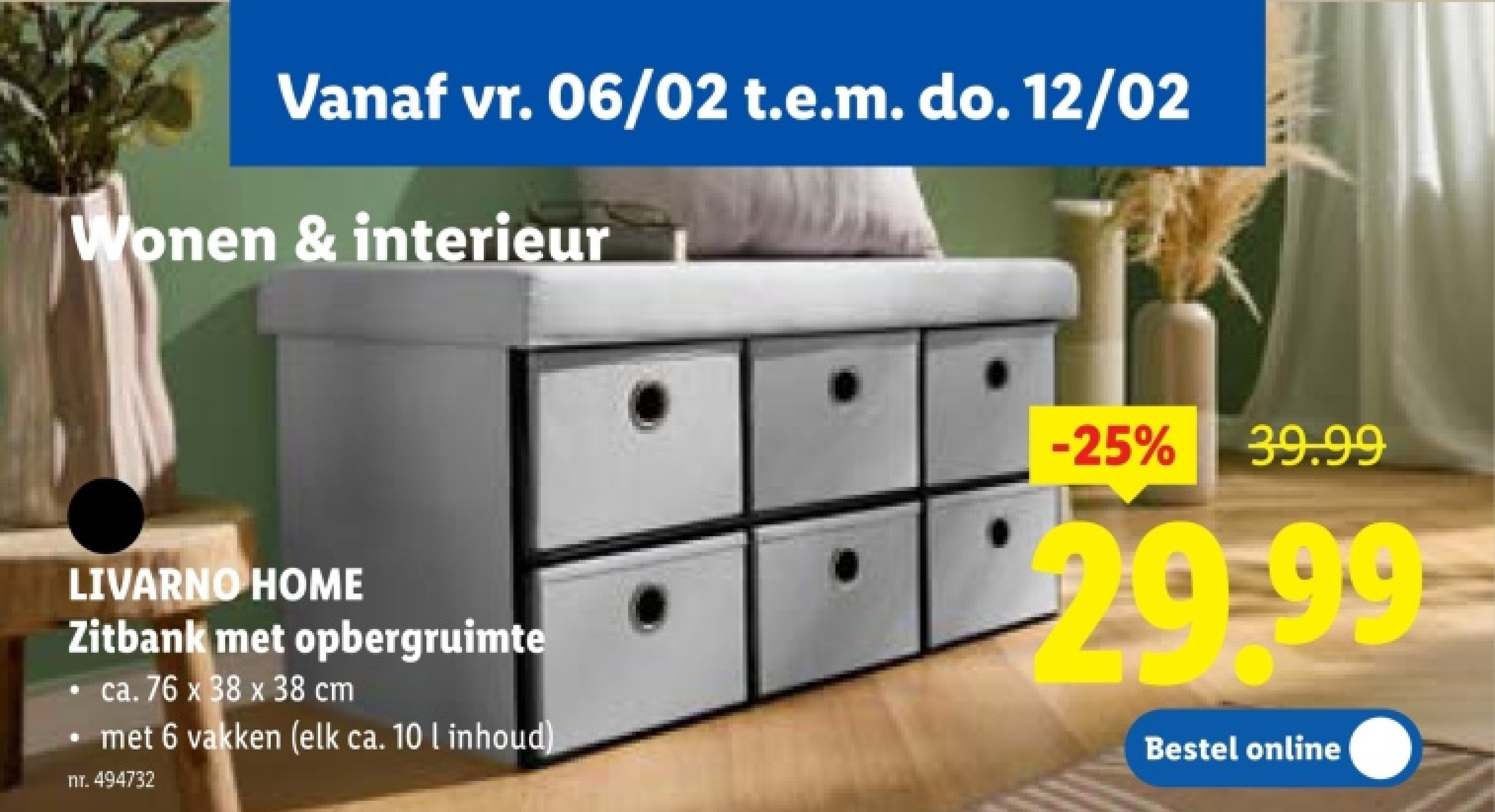Zitbank met opbergruimte