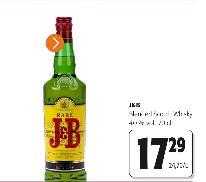 J&B Blended Scotch Whisky 40 % vol 70 cl