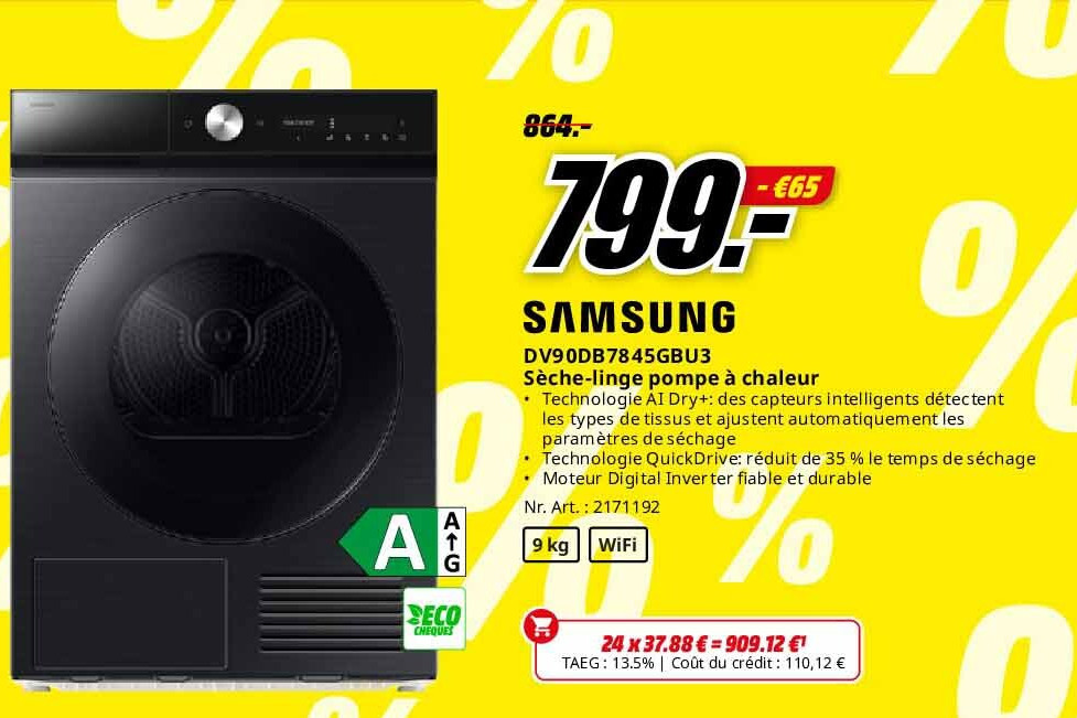 DV90DB7845GBU3 Sèche-linge pompe à chaleur