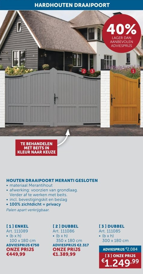 HOUTEN DRAAI POORT MERANTI GESLOTEN