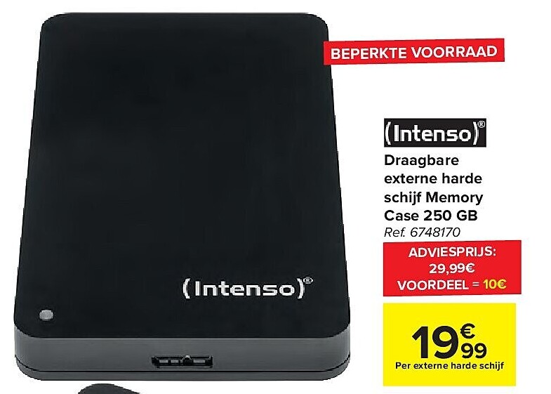Draagbare externe harde schijf Memory Case 250 GB