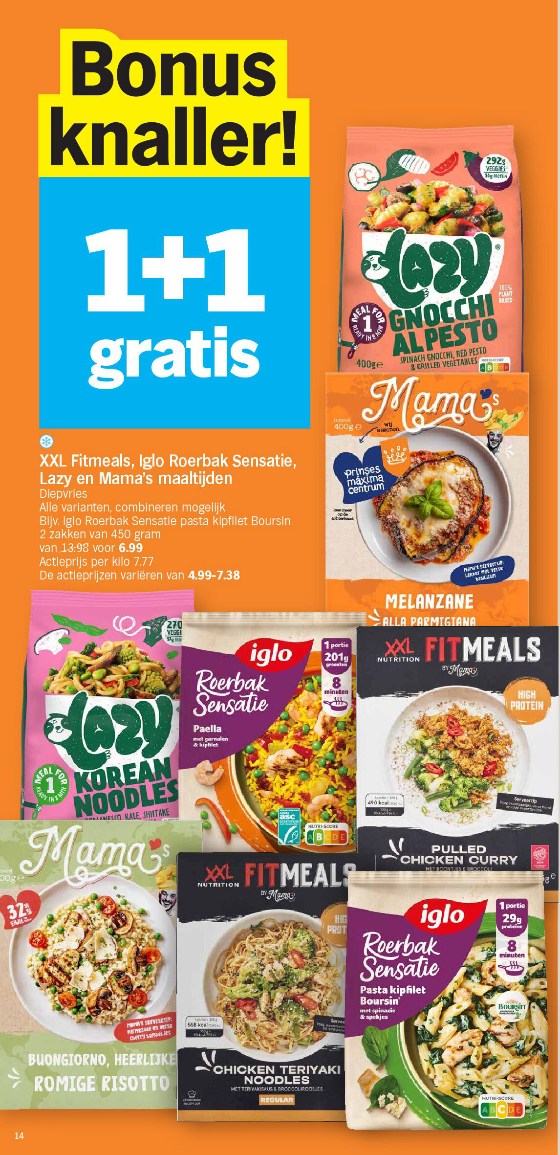 XXL Fitmeals, Iglo Roerbak Sensatie, Lazy en Mama's maaltijden