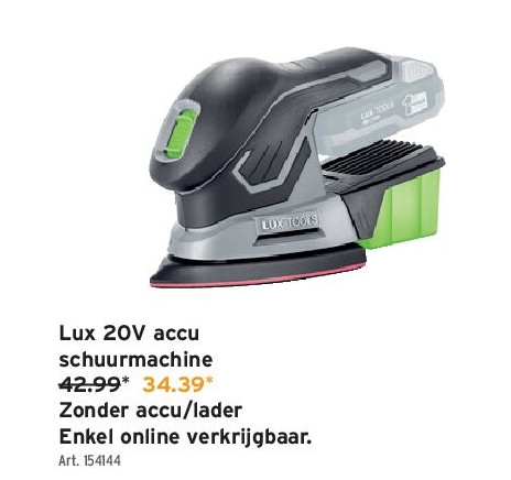 Lux 20V accu schuurmachine