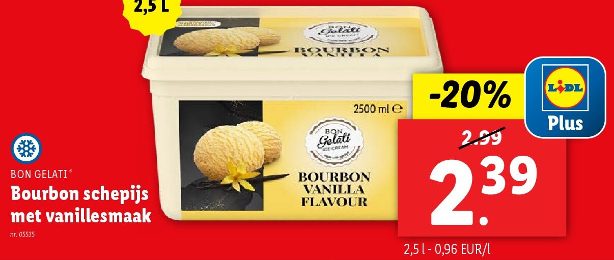 Bourbon schepijs met vanillesmaak