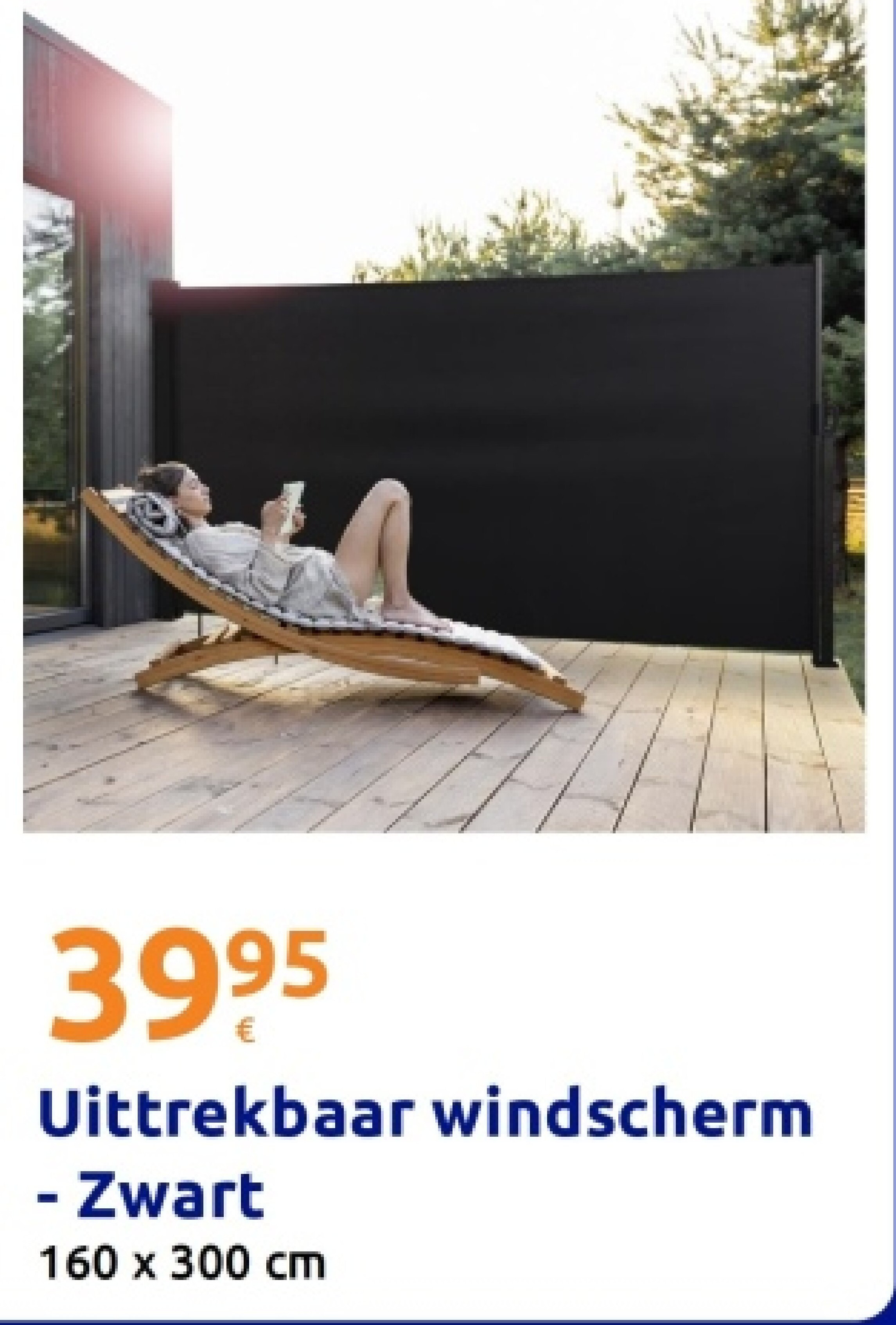 Uittrekbaar windscherm - Zwart
