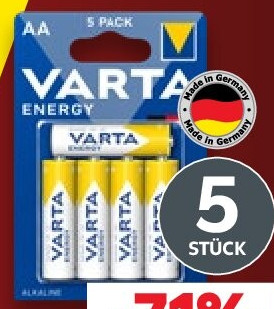 Alkaline-Batterien AA oder AAA „Energy“