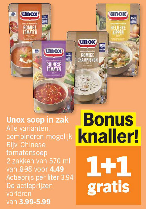 Unox soep in zak