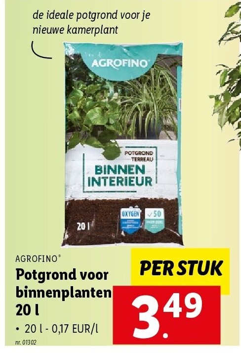 Potgrond voor binnenplanten 20 l