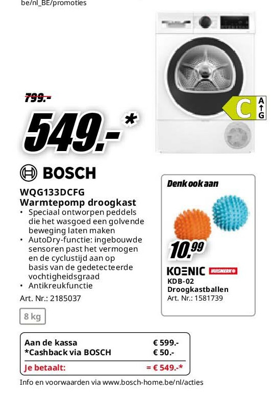 Bosch WQG133DCFG Warmtepomp droogkast