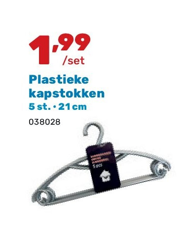 Plastieke kapstokken 5 st. • 21 cm