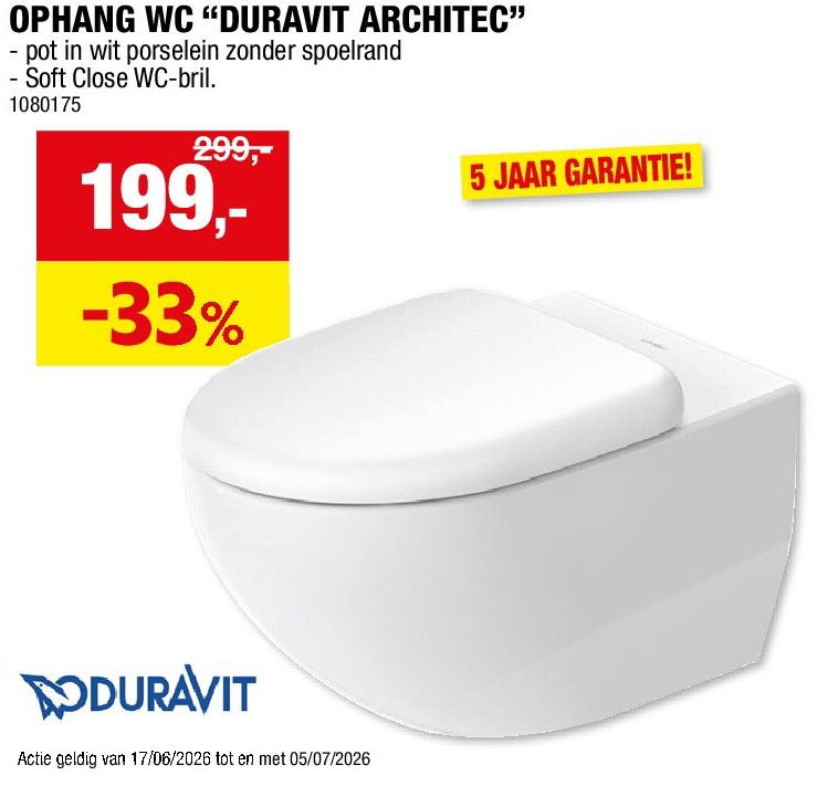OPHANG WC “DURAVIT ARCHITEC”