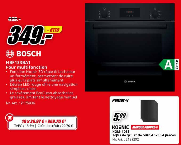 Bosch HBF133BA1 Four multifonction