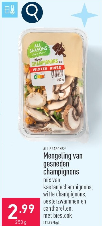 Mengeling van gesneden champignons