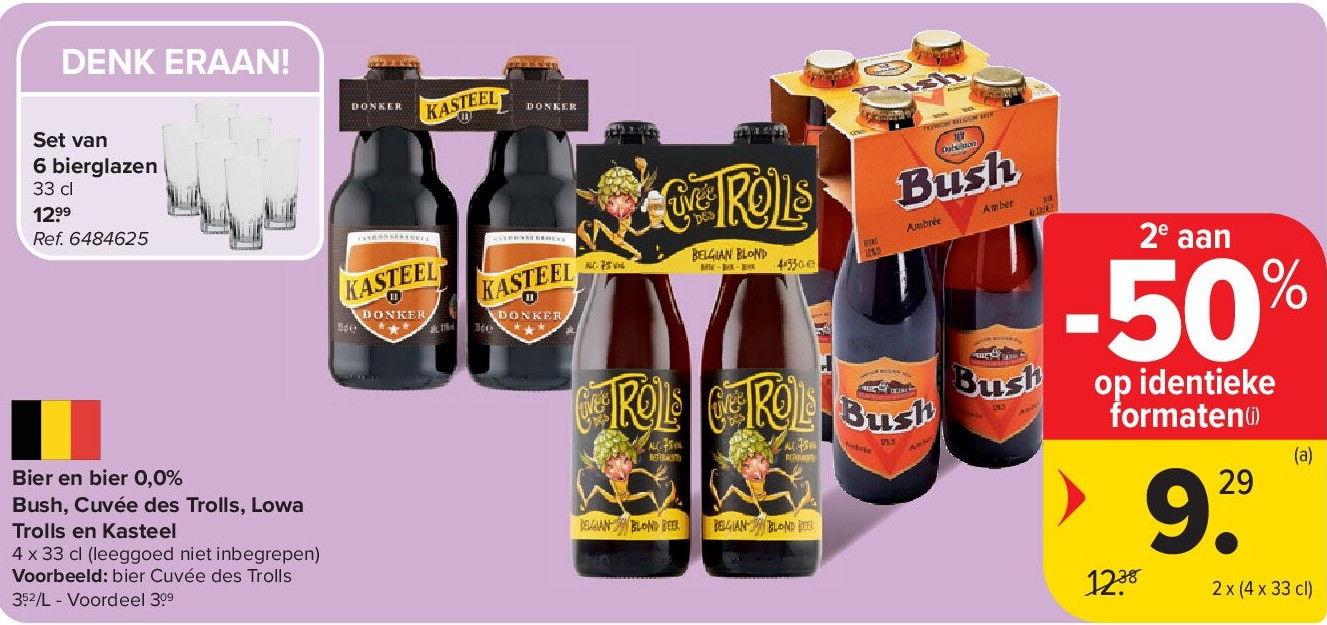 Bier en bier 0,0% Bush, Cuvée des Trolls, Lowa Trolls en Kasteel