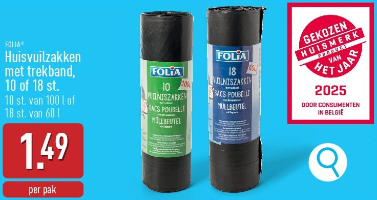Huisvuilzakken met trekband, 10of 18 st.