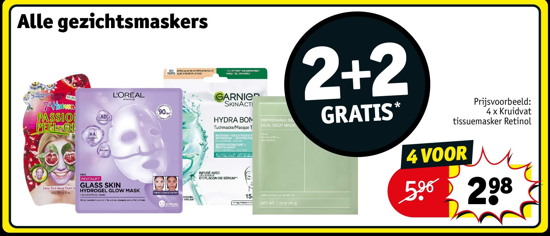 4 x Kruidvat tissuemasker Retinol