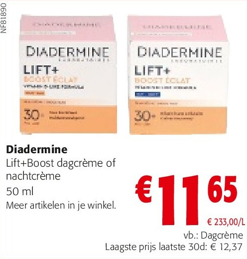 Diadermine Lift+Boost dagcrème of nachtcrème 50 ml